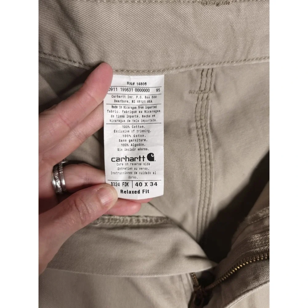 Carhartt‎ Men's 40x34 Relaxed Fit Tan Khaki Carpenter Work Jeans 2865